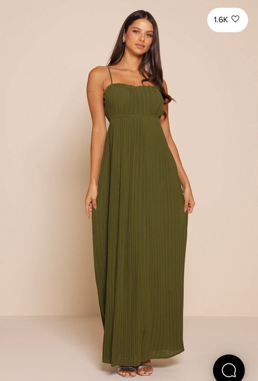 New Lulus Delina Olive Chiffon Tie-Back Maxi Dress Size Small Tall MSRP $98